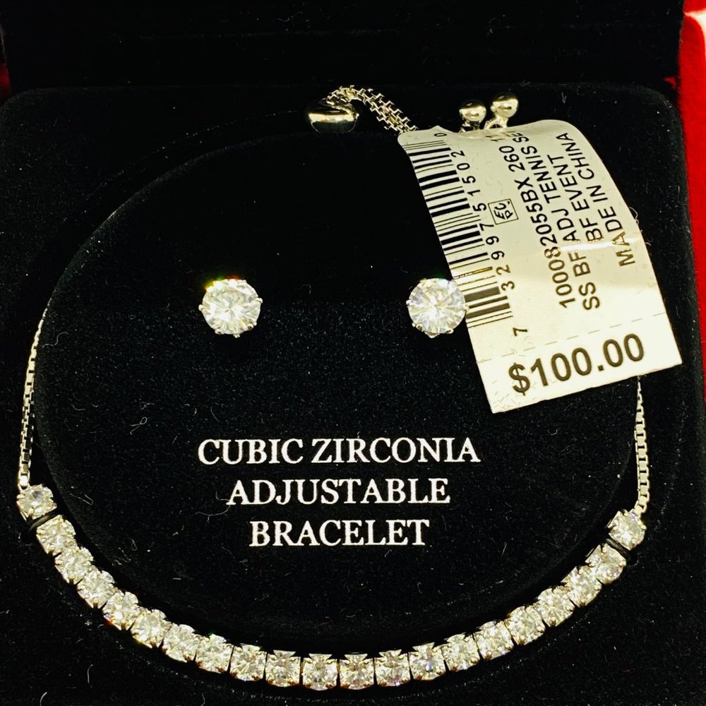 Brand New Cubic Zirconia Bracelet/Earring Set - Picture 2 of 2